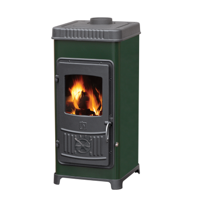 Plamen Dora Green Freestanding Cast iron wood burning closed combustion fireplace